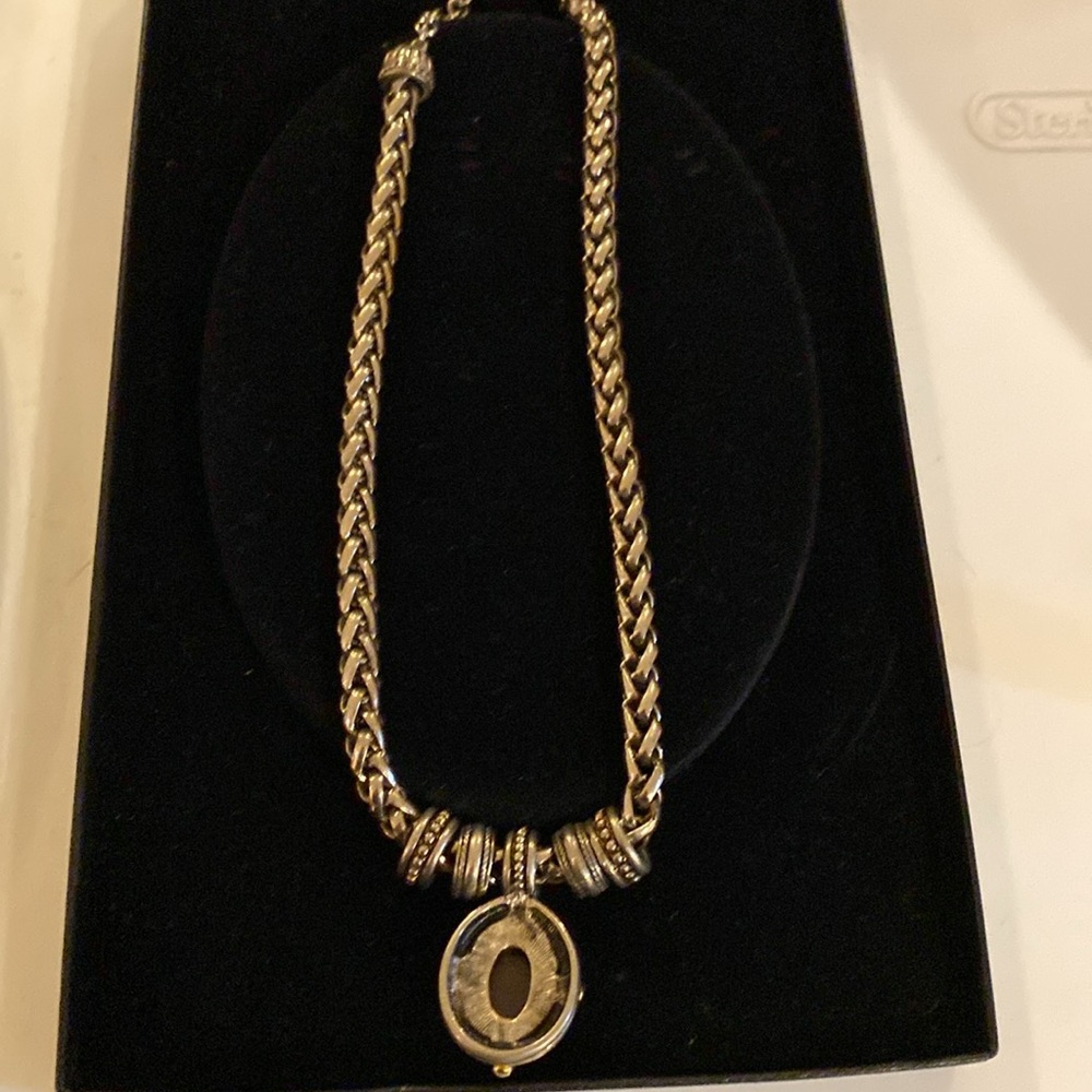 Elegant Silver Rope Chain Semi Precious stone Pendent Necklace - Picture 4 of 5